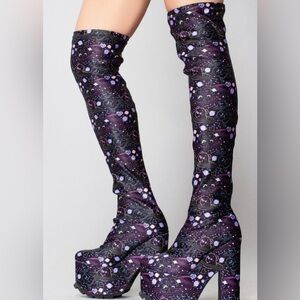 YRU labyrinth platform thigh high boots Care Bear